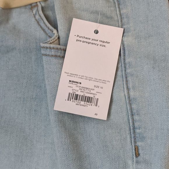 NEW  Maternity a:glow Cut off Hem Full  Belly Panel Denim Bermuda Shorts Size 8 - Picture 5 of 9